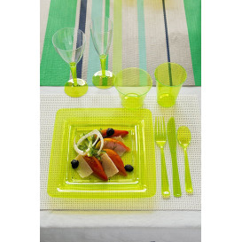 Plastic Plate Square shape Extra Rigid Green 22,5x22,5cm (6 Units) 