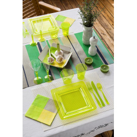 Plastic Plate Square shape Extra Rigid Green 22,5x22,5cm (6 Units) 