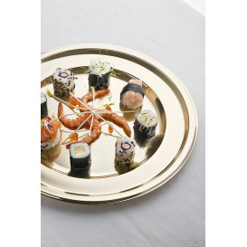 Plastic Charger Plate Round Shape Gold 30 cm (50 Units)