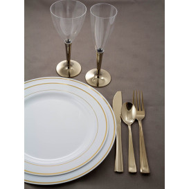 Plastic Plate Extra Rigid with Border Gold 19cm (20 Units) 