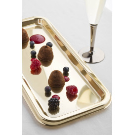 Plastic Tray Rectangular Shape Gold 35x16cm (50 Uds)