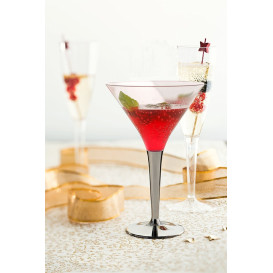 Plastic Stemmed Glass Cocktail Silver 100 ml (48 Units)