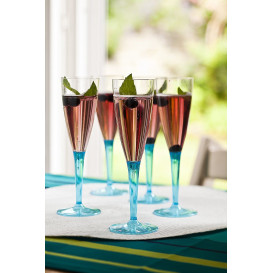 Plastic Stemmed Flute Sparkling Wine Turquoise 100ml (36 Units)