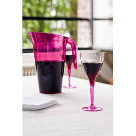 Plastic Stemmed Glass Wine Raspberry 130ml (6 Units) 