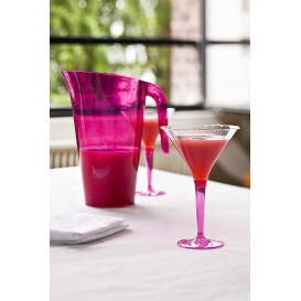 Plastic Stemmed Glass Cocktail Raspberry 100 ml (6 Units)