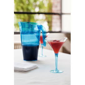 Plastic Stemmed Glass Cocktail Turquoise 100 ml (48 Units)