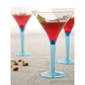 Plastic Stemmed Glass Cocktail Turquoise 100 ml (6 Units)