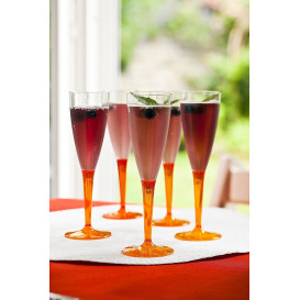 Plastic Stemmed Flute Sparkling Wine Orange 100ml (6 Units) 