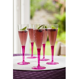 Plastic Stemmed Flute Sparkling Wine Raspberry 100ml (72 Units)