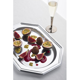 Plastic Tray Octogonal Shape Silver 36x24 cm (5 Units) 