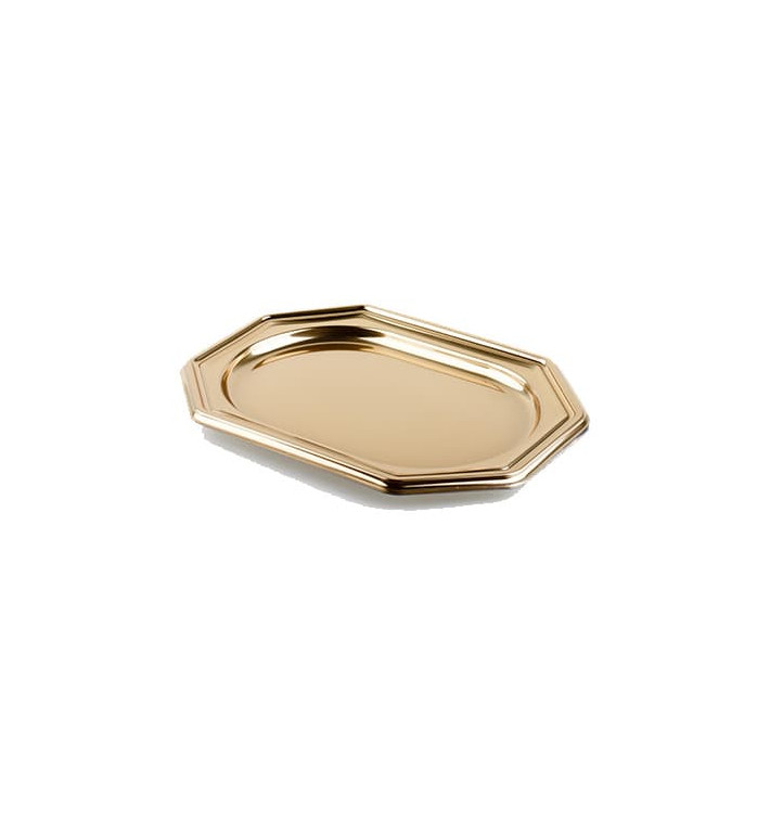 Plastic Platter Octogonal Shape Gold 46X30 cm (50 Units)