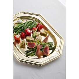 Plastic Platter Octogonal Shape Gold 46X30 cm (50 Units)