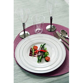 Plastic Plate Extra Rigid with Border Silver 19cm (10 Units) 