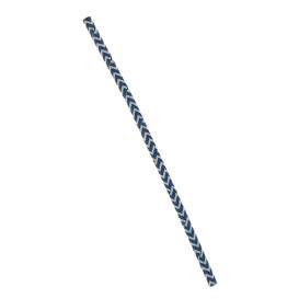 Paper Straw Straight Blue and White Ø0,6cm 20cm (6000 Units)