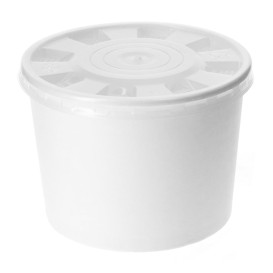 Paper Container with Plastic Lid White PP 350ml (250 Units)