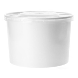 Paper Container with Plastic Lid White PP 488ml (250 Units)