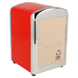 Napkin Steel Dispenser "Miniservis" Red 10,5x9,7x14cm (12 Units)