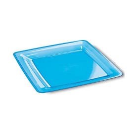 Plastic Plate Square shape Extra Rigid Turquoise 18x18cm (108 Units)