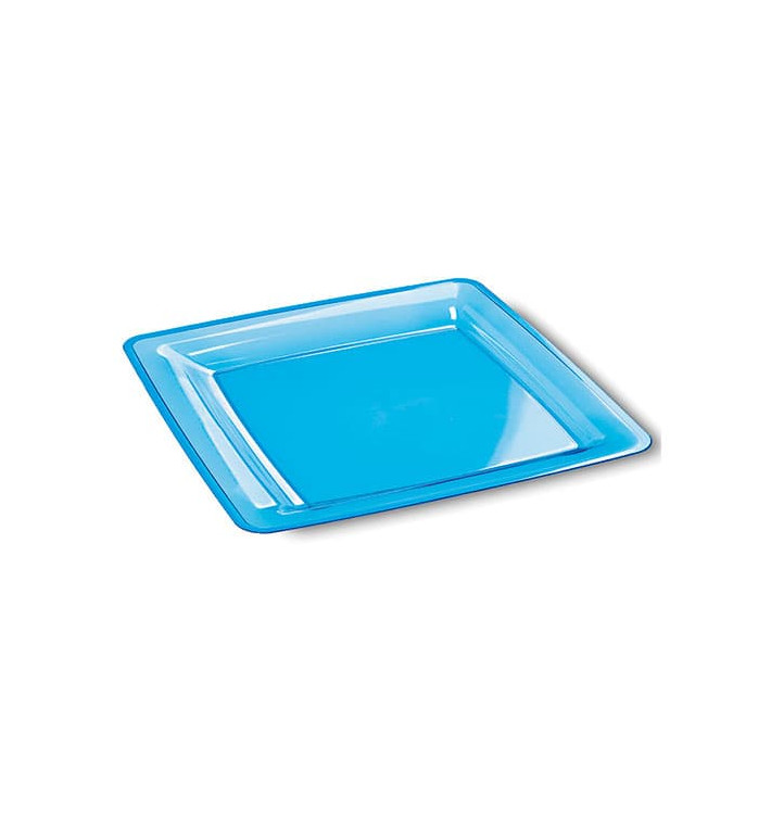 Plastic Plate Square shape Extra Rigid Turquoise 18x18cm (108 Units)