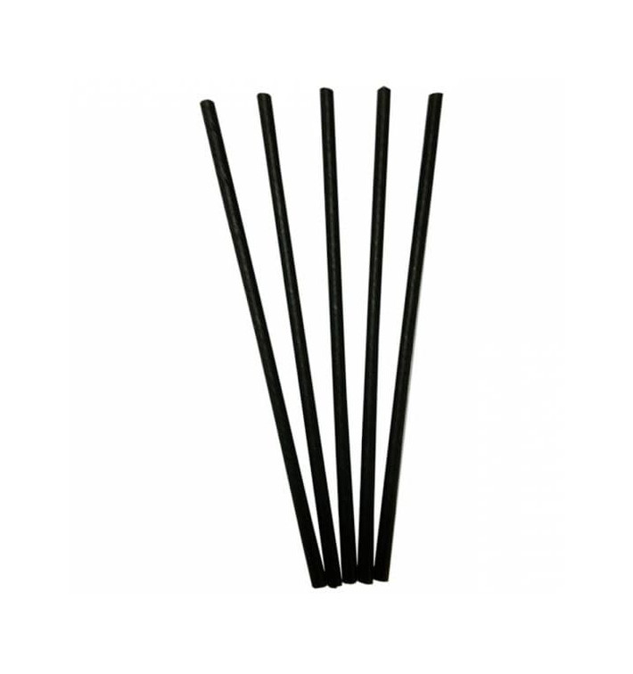 Paper Straw Straight Black Ø0,6cm 20cm (100 Units)