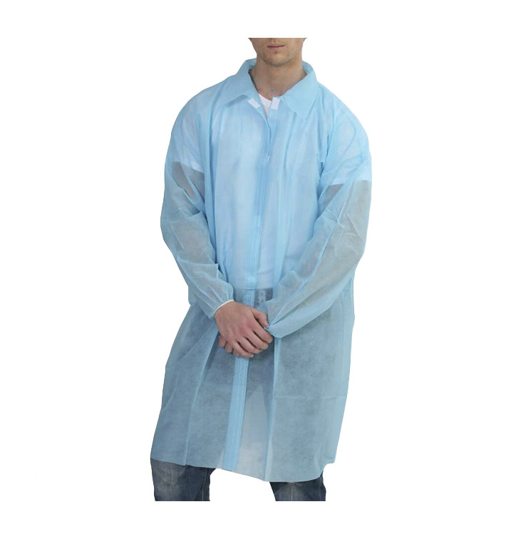 Disposable Lab Coat Visitor Guest TST PP Velcro Blue XL (200 Units)