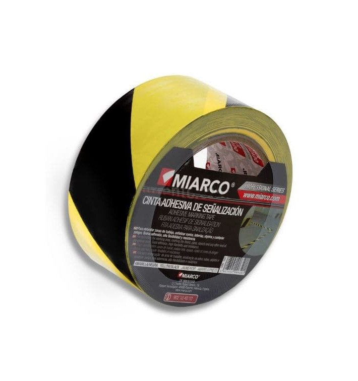 Adhesive Safety Tape Roll Yellow/Black 5cmx33m (12 Units)