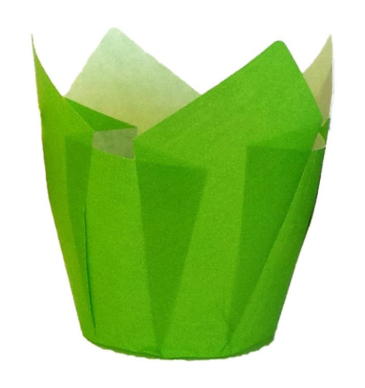 Cupcake Liner Tulip shape Green Ø5x5/8cm (125 Units)  