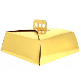 Paper Cake Box Square Shape Gold 15x22x8cm (100 Units)