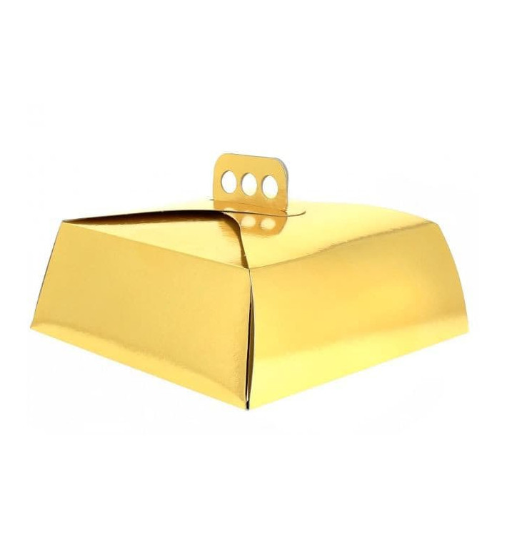 Paper Cake Box Square Shape Gold 15x22x8cm (50 Units) 