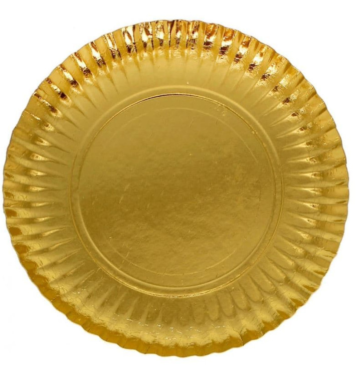 Paper Plate Round Shape Gold 10cm (100 Units)  