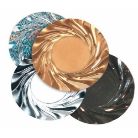 Paper Plate Round Shape Gold "Acuario" 35cm (25 Units) 