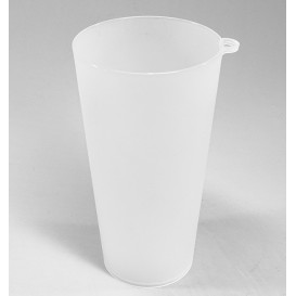 Plastic Cup with Ring PP Reusable Translucent 400ml (14 Units) 