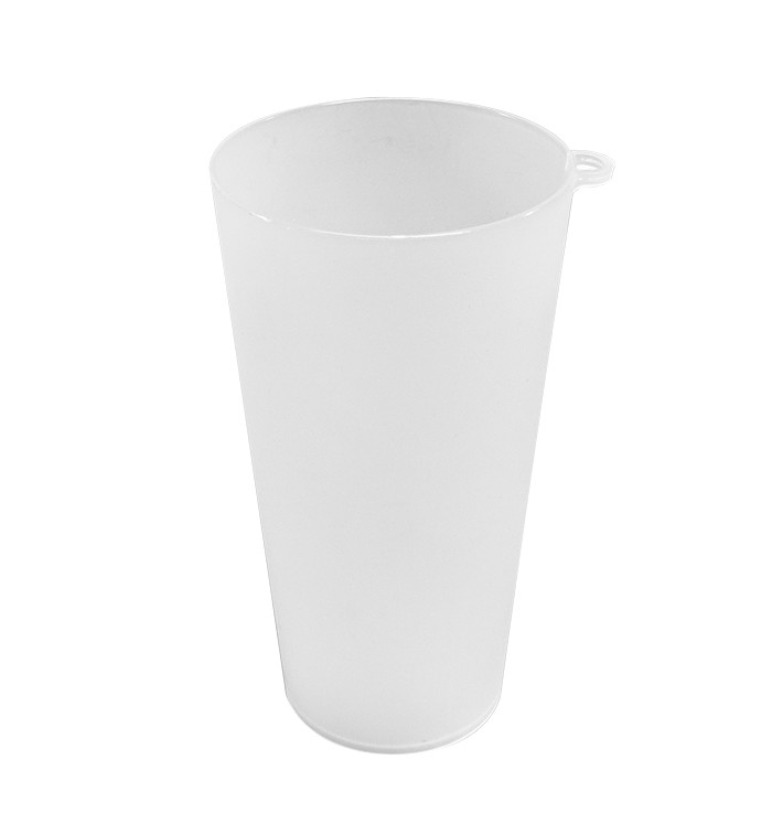 Plastic Cup with Ring PP Reusable Translucent 400ml (14 Units) 