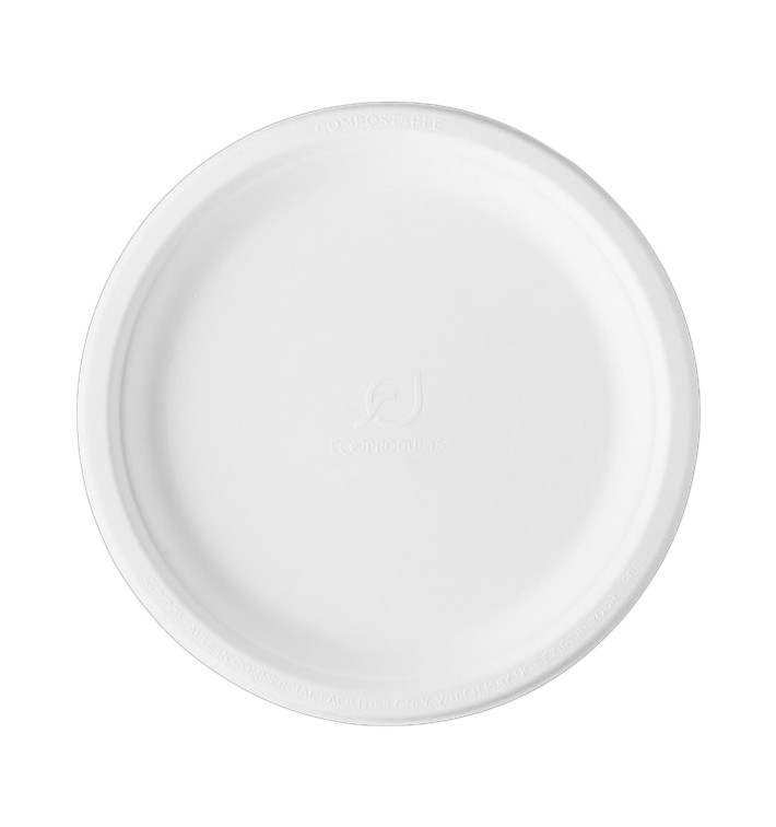 Sugarcane Plate Bagasse White Ø25,3 cm (50 Units) 