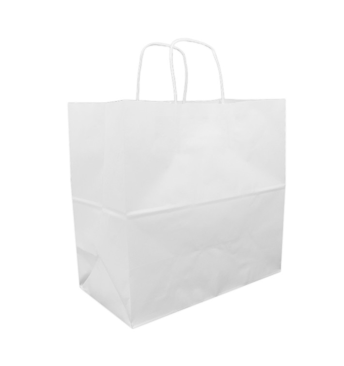 Paper Bag with Handles Kraft White 90g 32+16x31cm (50 Units) 