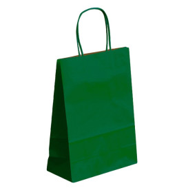 Paper Bag with Handles Kraft Green 80g 26+14x32cm (50 Units) 