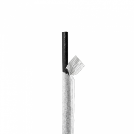 Paper Straw Straight Black Wrapped With a White Sleeve Ø0,6cm 21cm (250 Units)