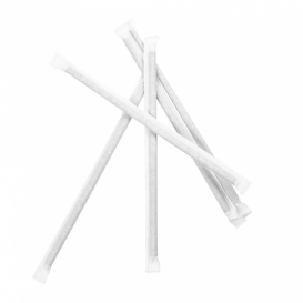 Paper Straw Straight Black Wrapped With a White Sleeve Ø0,6cm 21cm (250 Units)