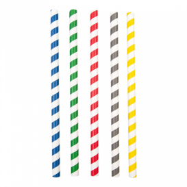 Paper Straw Straight Assorted "Ice drink" Ø1cm 21cm (2400 Units)