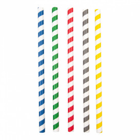 Paper Straw Straight Assorted "Ice Drink" Ø1cm (50 Units) 21cm (50 Units) 