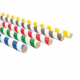 Paper Straw Straight Assorted "Ice Drink" Ø1cm (50 Units) 21cm (50 Units) 