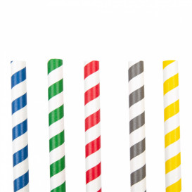 Paper Straw Straight Assorted "Ice Drink" Ø1cm (50 Units) 21cm (50 Units) 