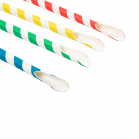 Paper Straw Straight Spoon Assorted Ø0,8cm 21cm (100 Units) 