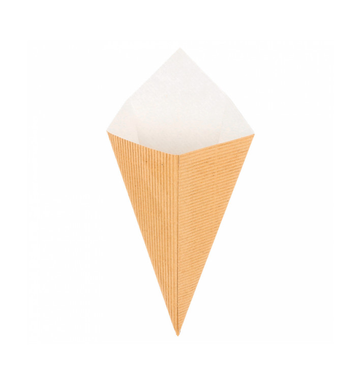 Paper Carrugated Dipping Cone Kraft 22cm 100g (800 Units)