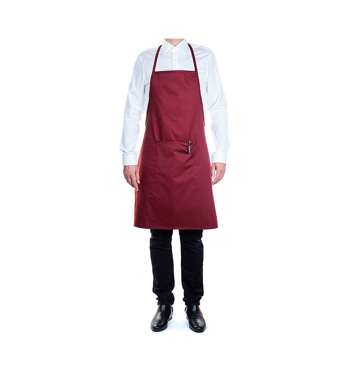 Serving apron bib and pocket Burgundy 75x90cm (1 Unit) 