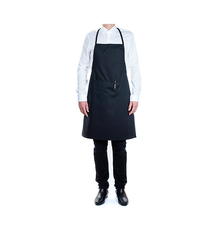 Serving apron bib and pocket Black 75x90cm (1 Unit) 