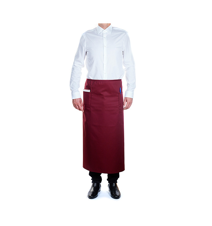 Serving French apron 2 pocket Burgundy 90x110cm  (1 Unit) 