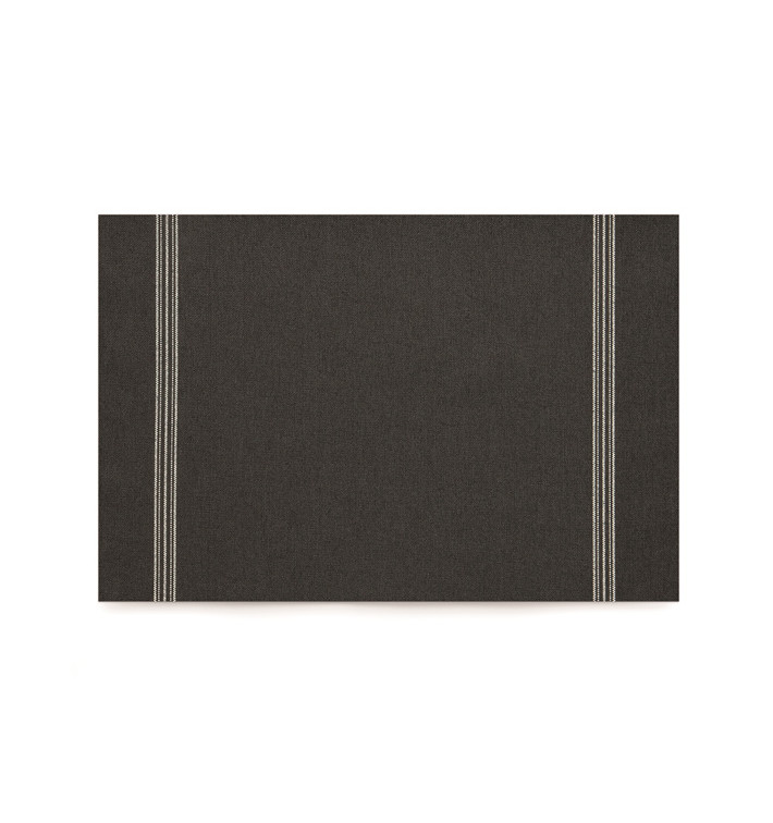 Cotton Placemat "Day Drap" Black 32x45cm (12 Units) 