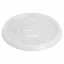 Plastic Lid with Straw Slot PS Ø8,9cm for Foam Cup (100 Units)