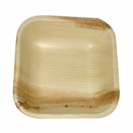 Palm Leaf Mini Plate Square Shape 10x10x2,5cm (25 Units) 